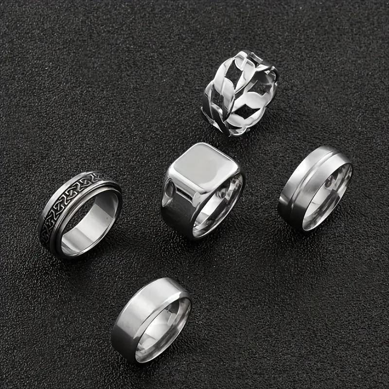 Stainless Steel Ring /Five-piece Set Rotatable /Decompression Ring