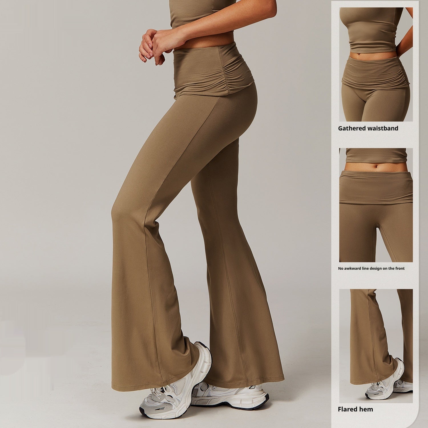 Yoga Fold High Waist /Running Sports/ Skinny Versatile Bell-bottom Pants