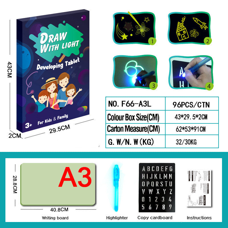 Educational Toy Drawing Pad\ 3D Magic \8 Light Effects Puzzle Board Sketchpad