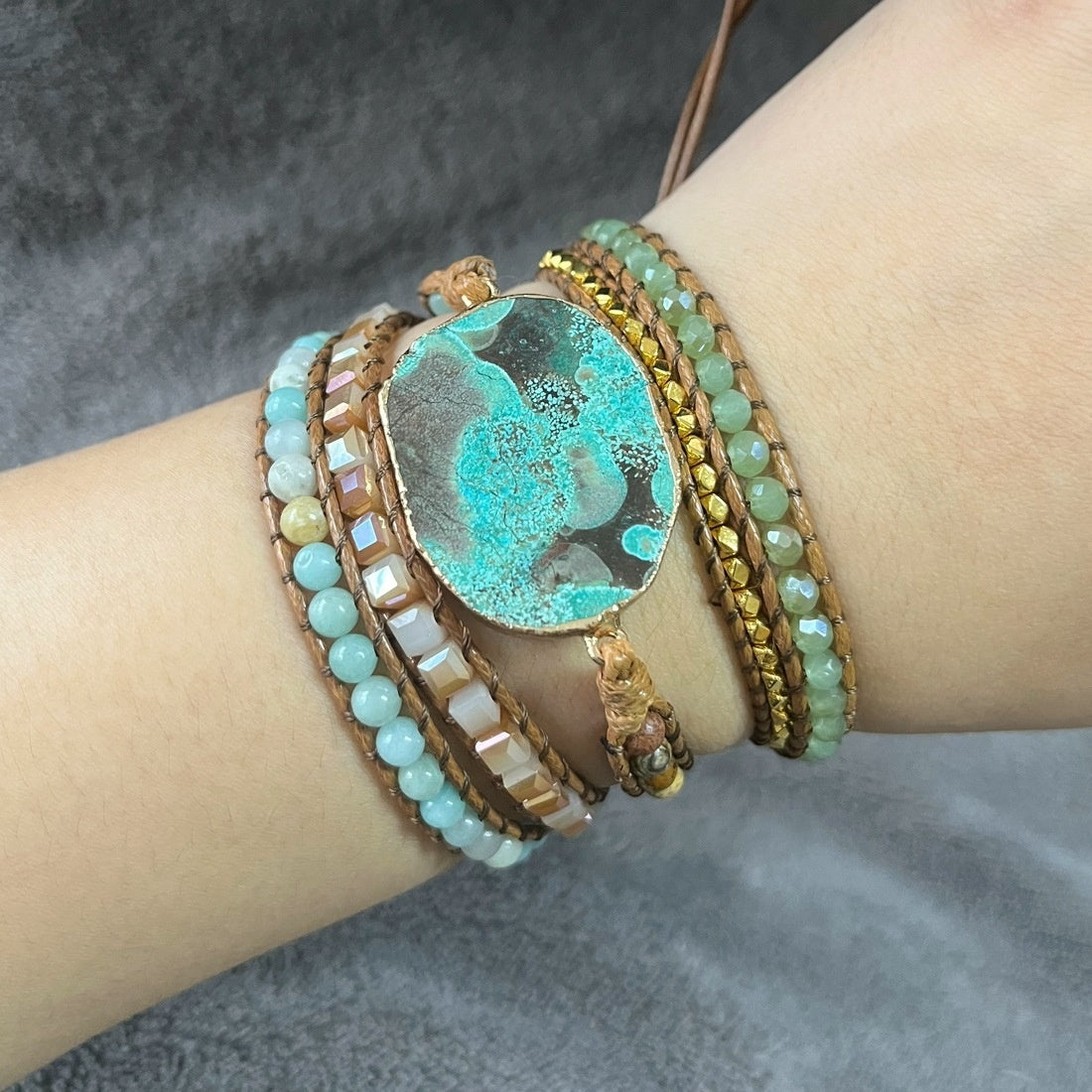 Retro Natural Ocean Stone Multi-layer Winding Bracelet