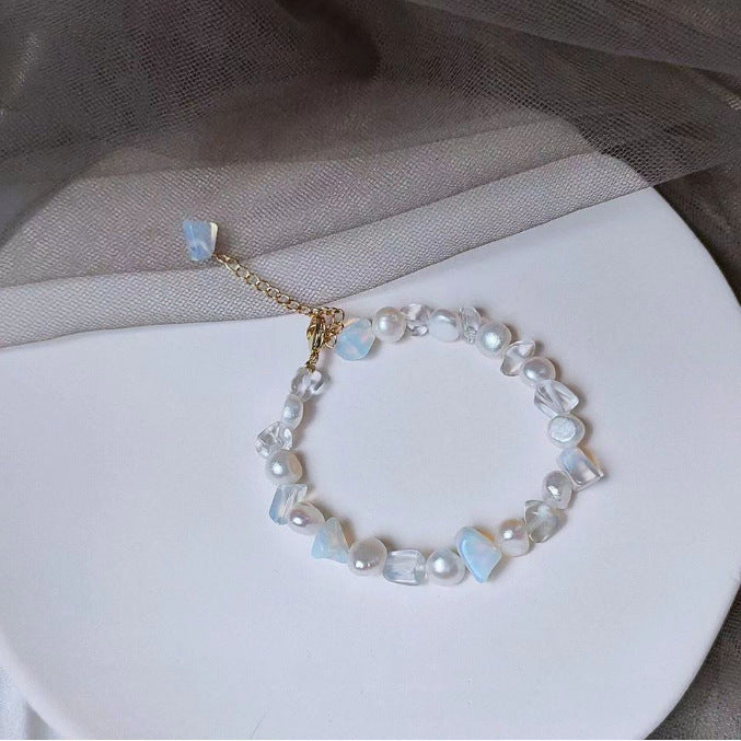 Universe Letter Aquamarine Moonstone Tigereye Double-layer Bracelet