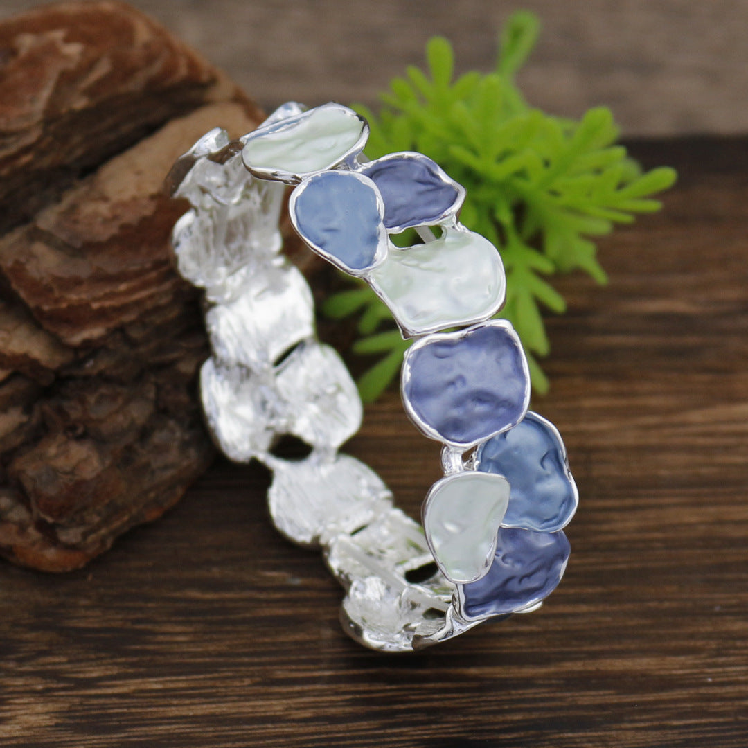 Enamel Square Geometric Stretch Bracelet