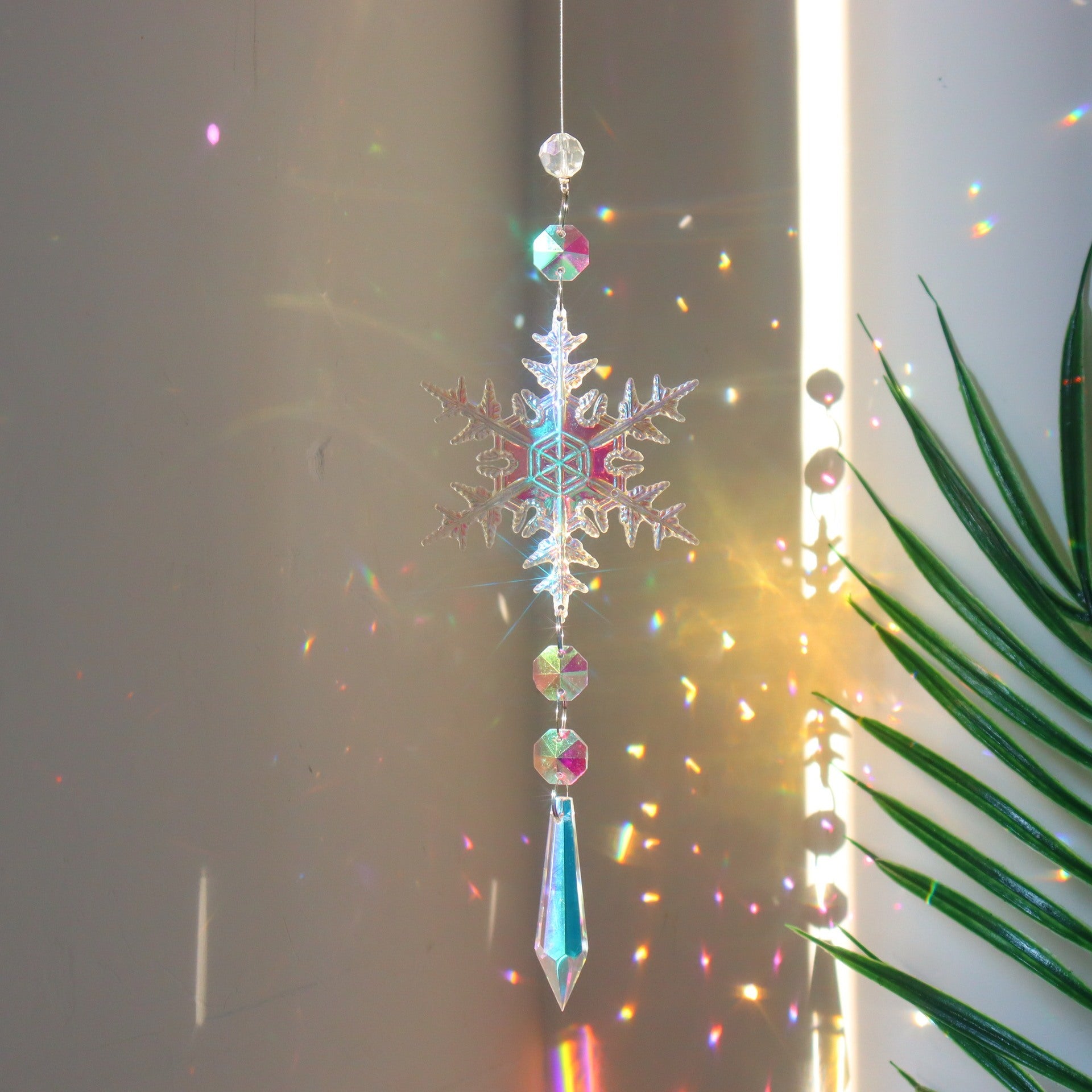 Colorful Snowflake /Crystal Sun Catcher /Ice Pillar Pendant
