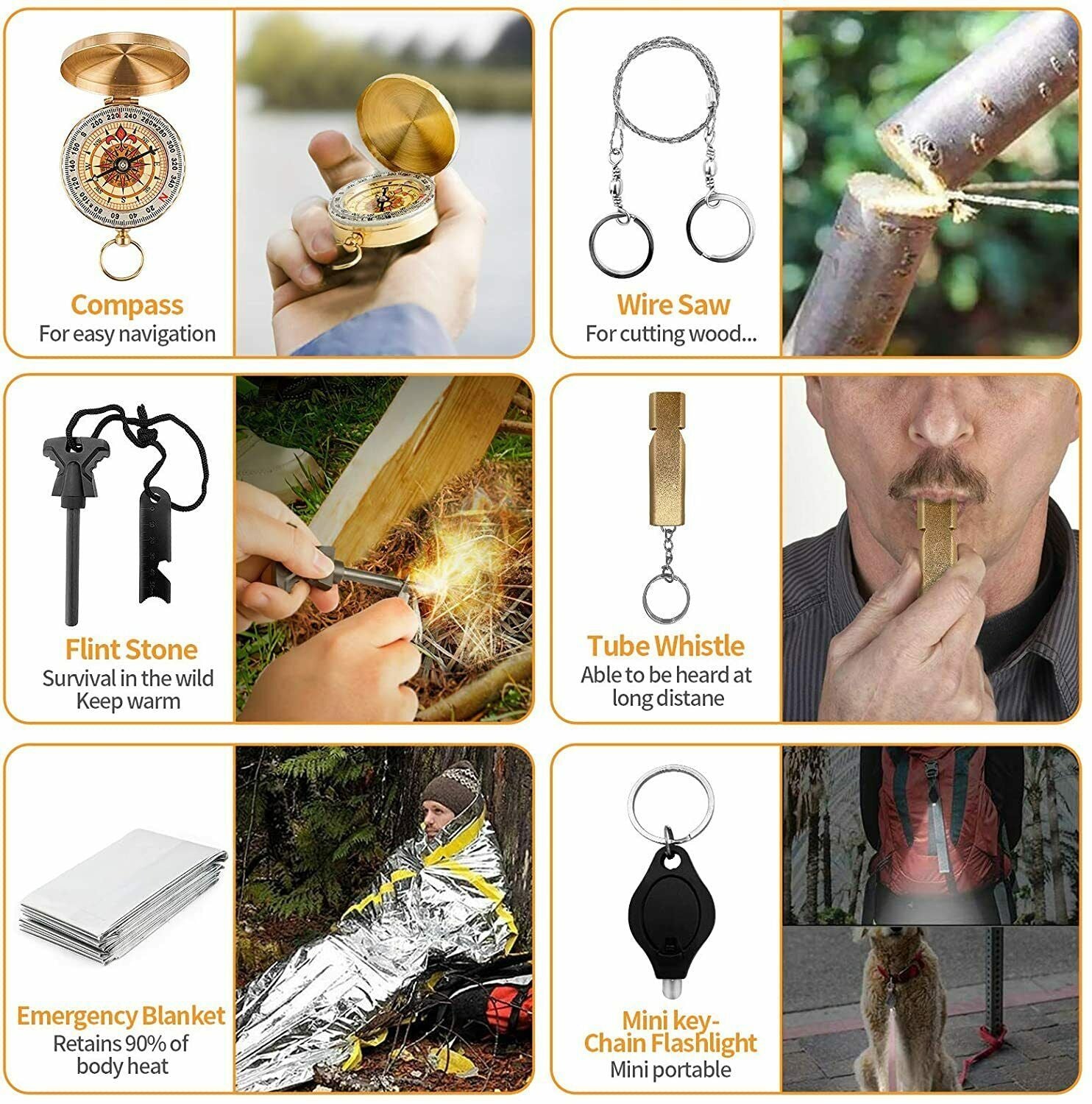 14-In-1 Outdoor Emergency Survival Kit /Camping Hiking Tactical Gear Case Set Box