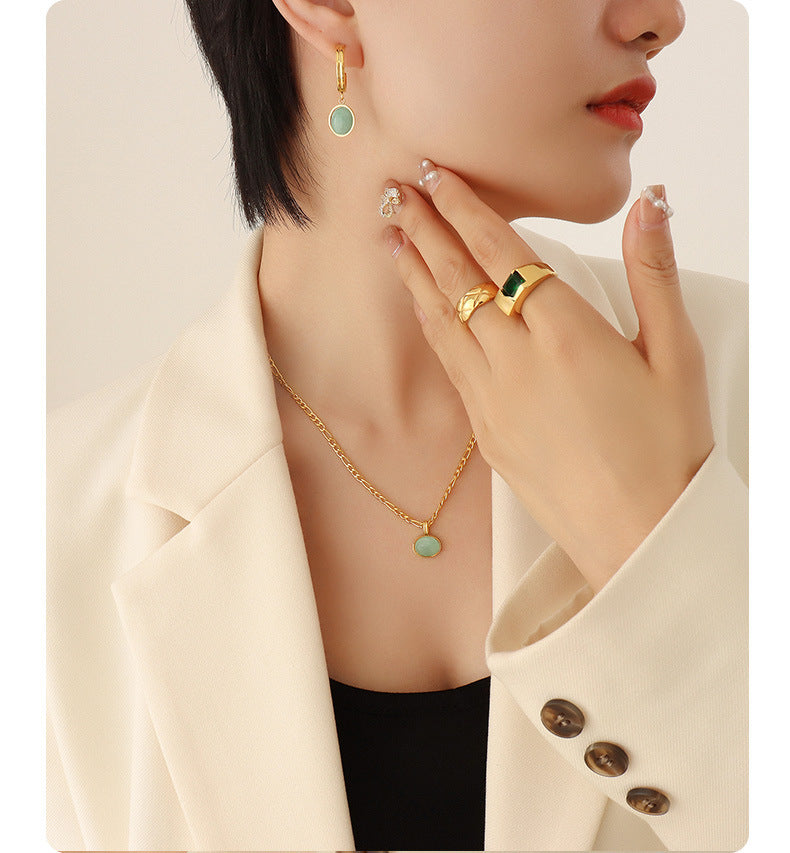 Natural Green Aventurine Pendant Earrings