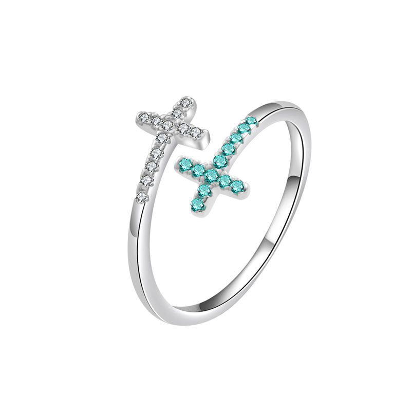 Cross Ring /Open Zircon Ring For Women