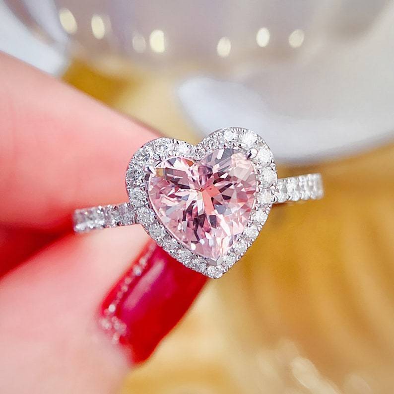 Pink Diamond / Loving Heart Zircon Ring