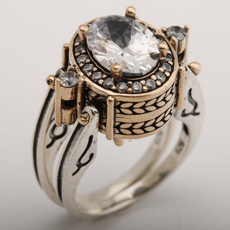 Silver Bi-color Ring Exquisite Fashion