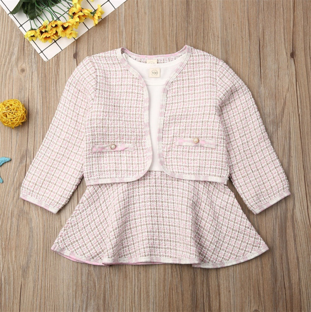 Long-sleeved Dresses /Two-piece Children's Baby Small Incense Wind Suit