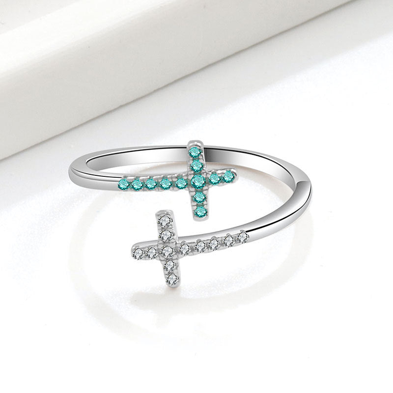 Cross Ring /Open Zircon Ring For Women