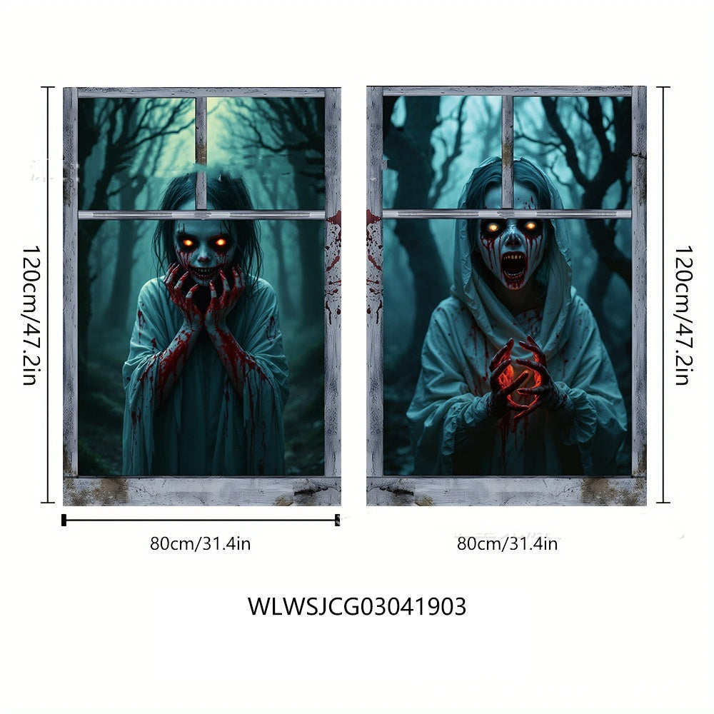 3D Holiday Window Cover Witch- Halloween Window Cover