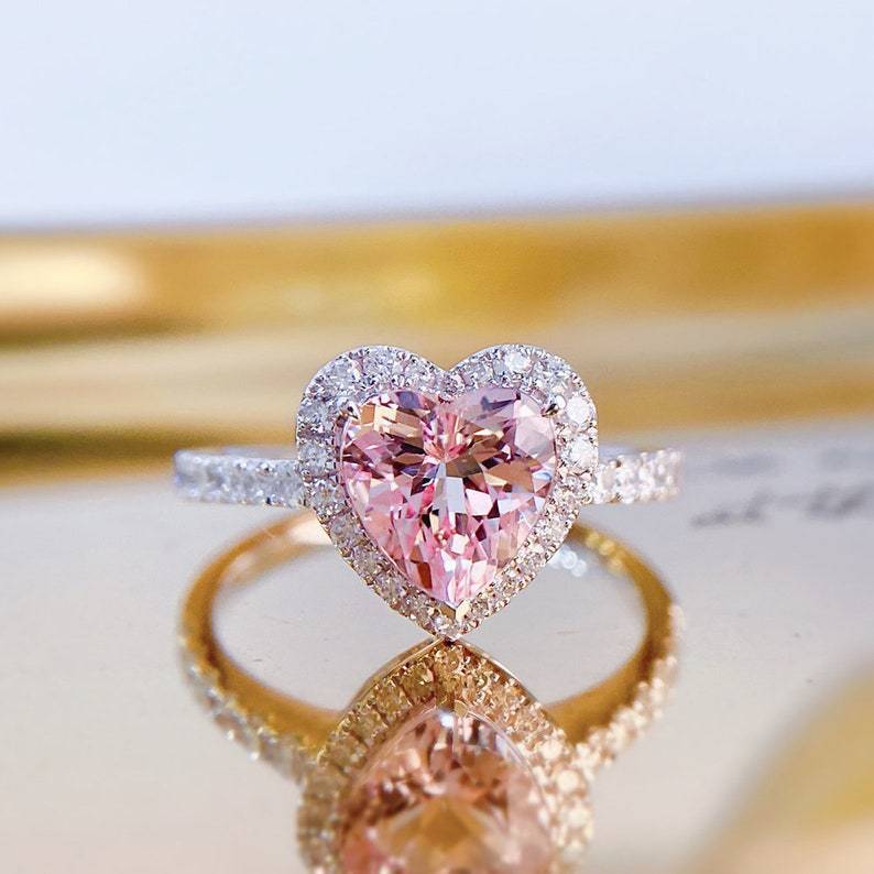 Pink Diamond / Loving Heart Zircon Ring