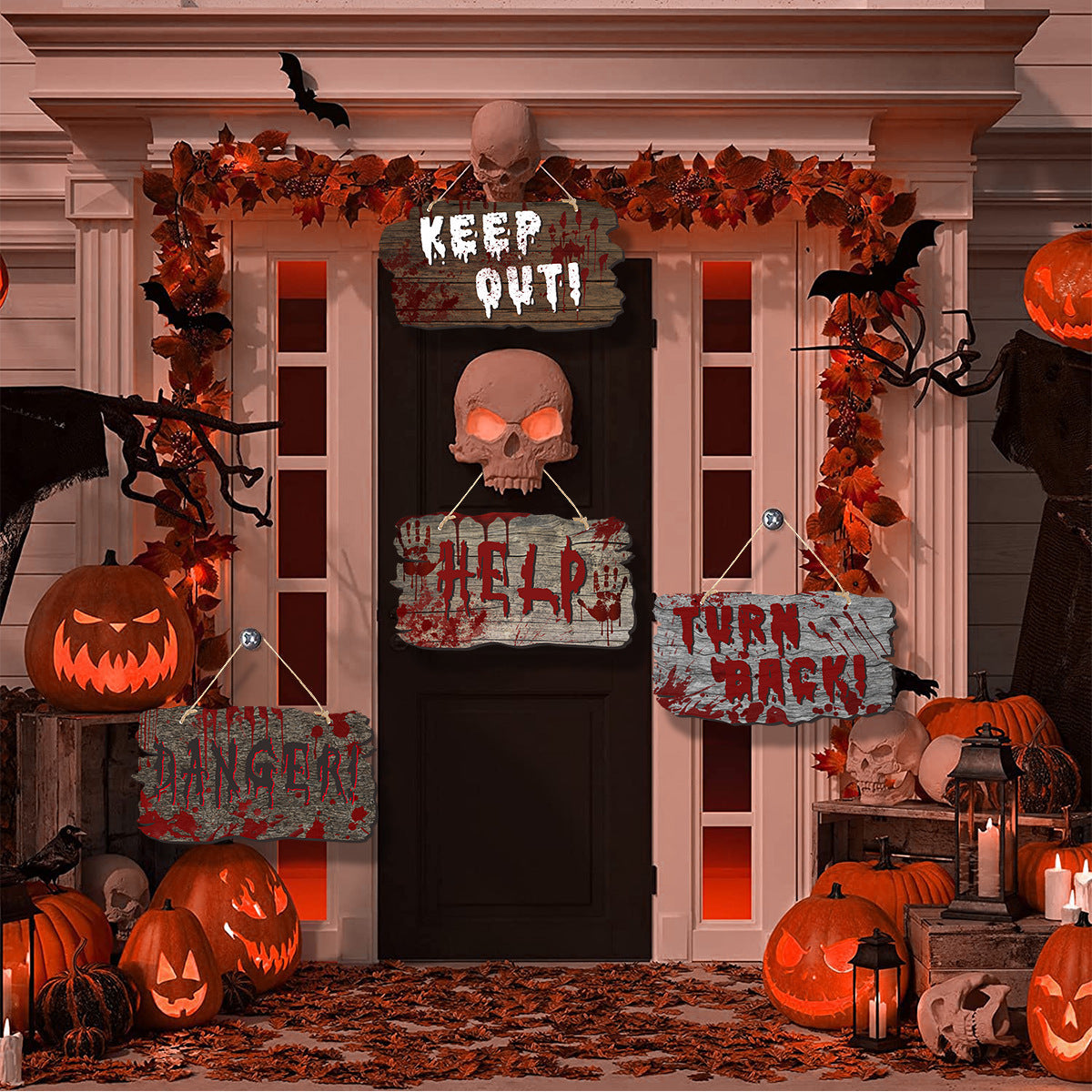 Wooden Doorplate Ghost Festival- Haunted House Horror Atmosphere Decoration