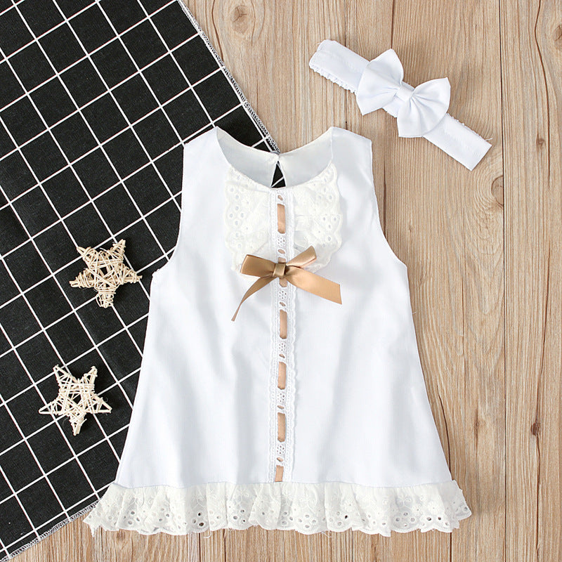 Girls baby sleeveless bow dress
