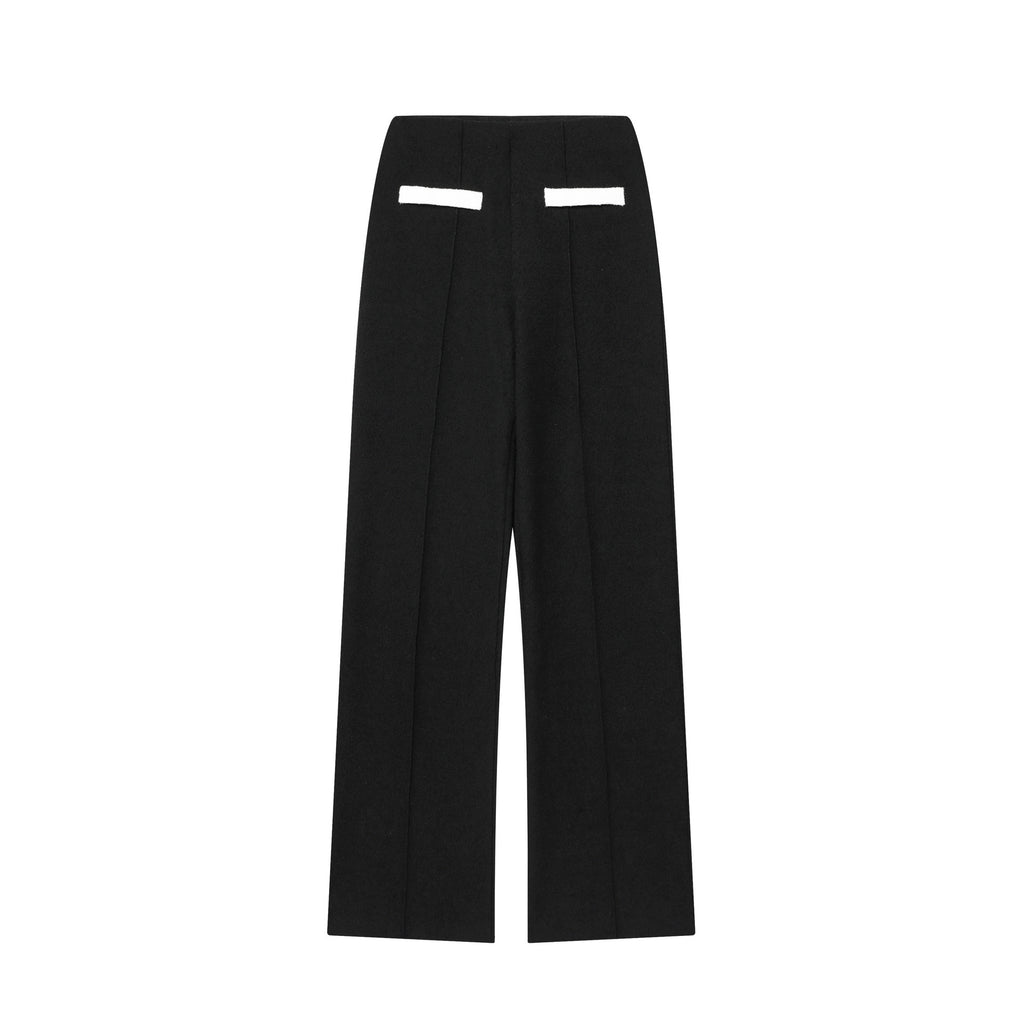 Leather Round Neck Top Stretch High-waisted Trousers Suit