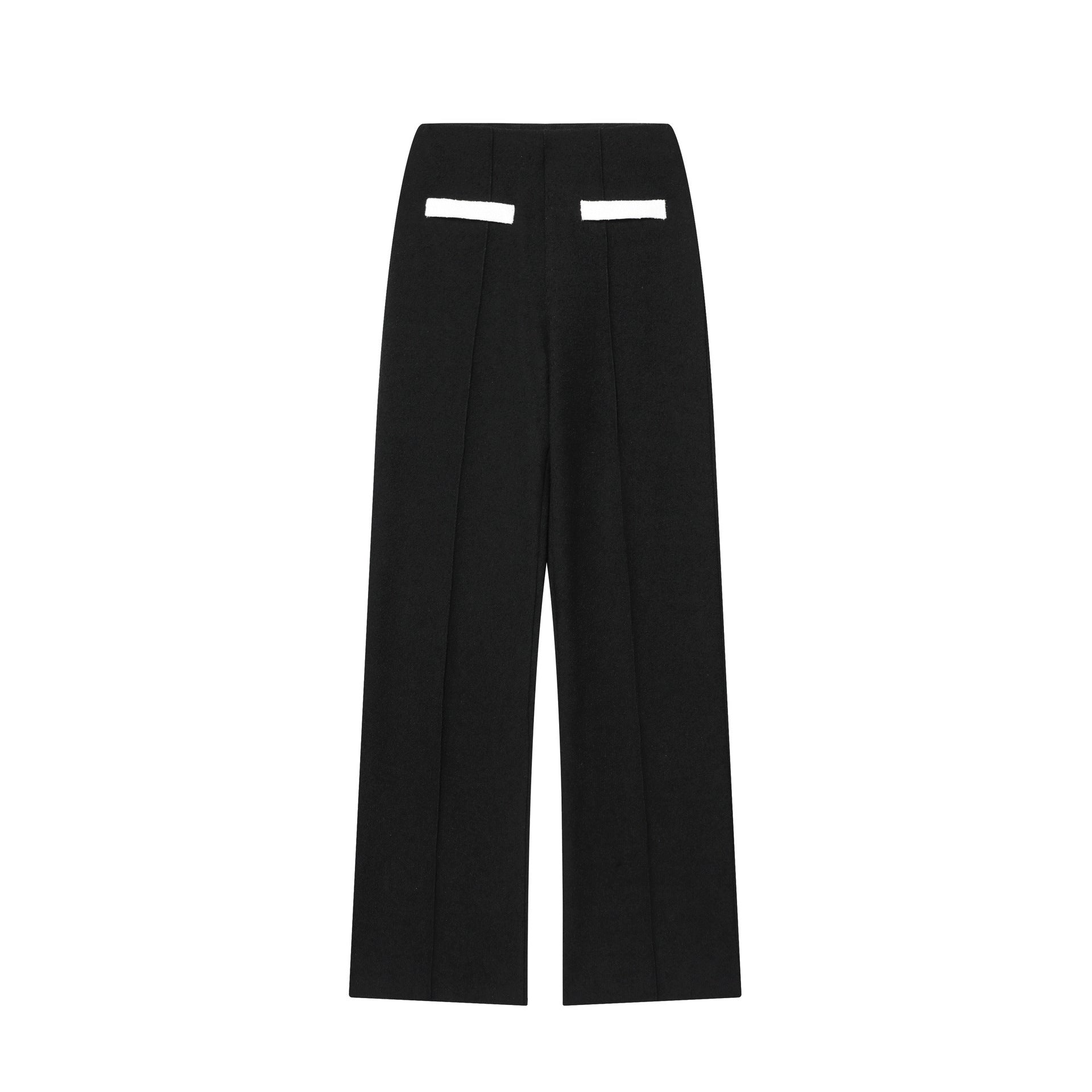 Leather Round Neck Top Stretch High-waisted Trousers Suit