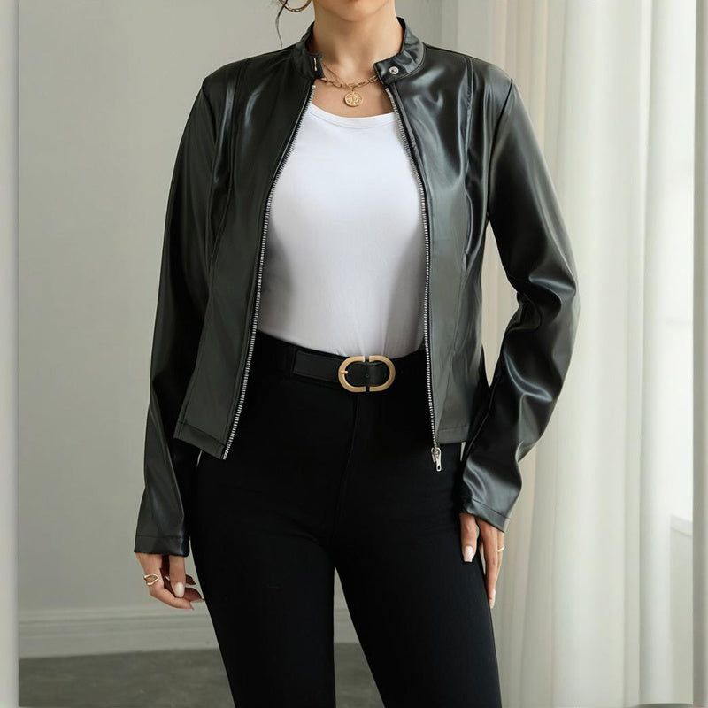 Leather Blazer - Single Button/ Zippered Jacket For Fall&Winter