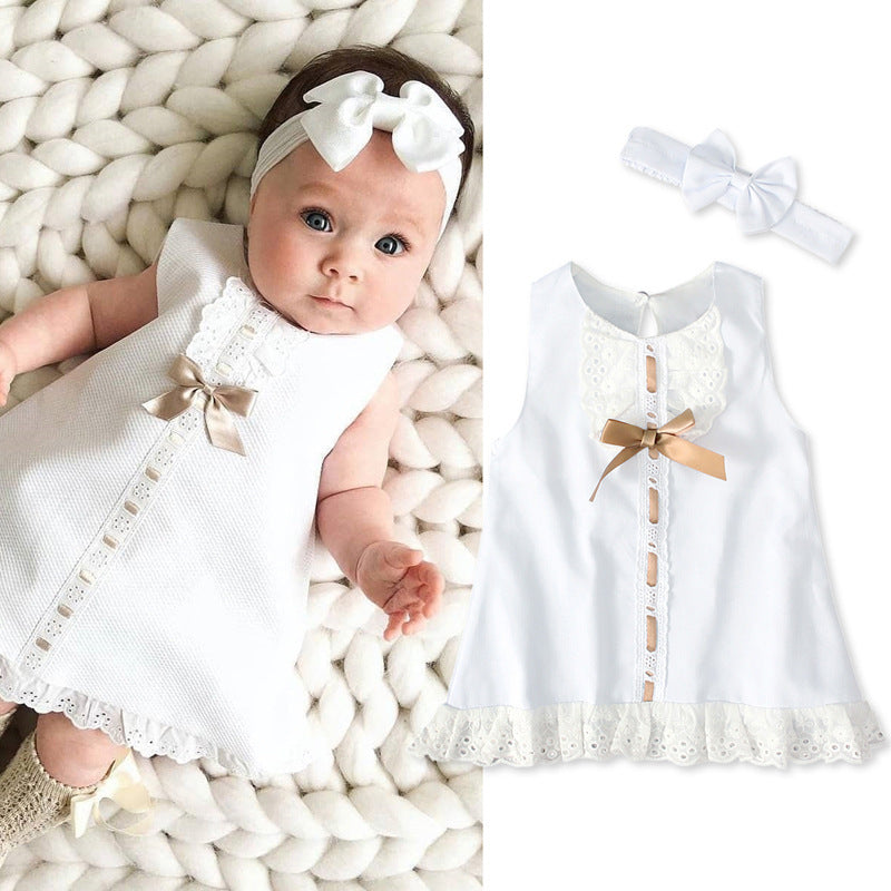 Girls baby sleeveless bow dress