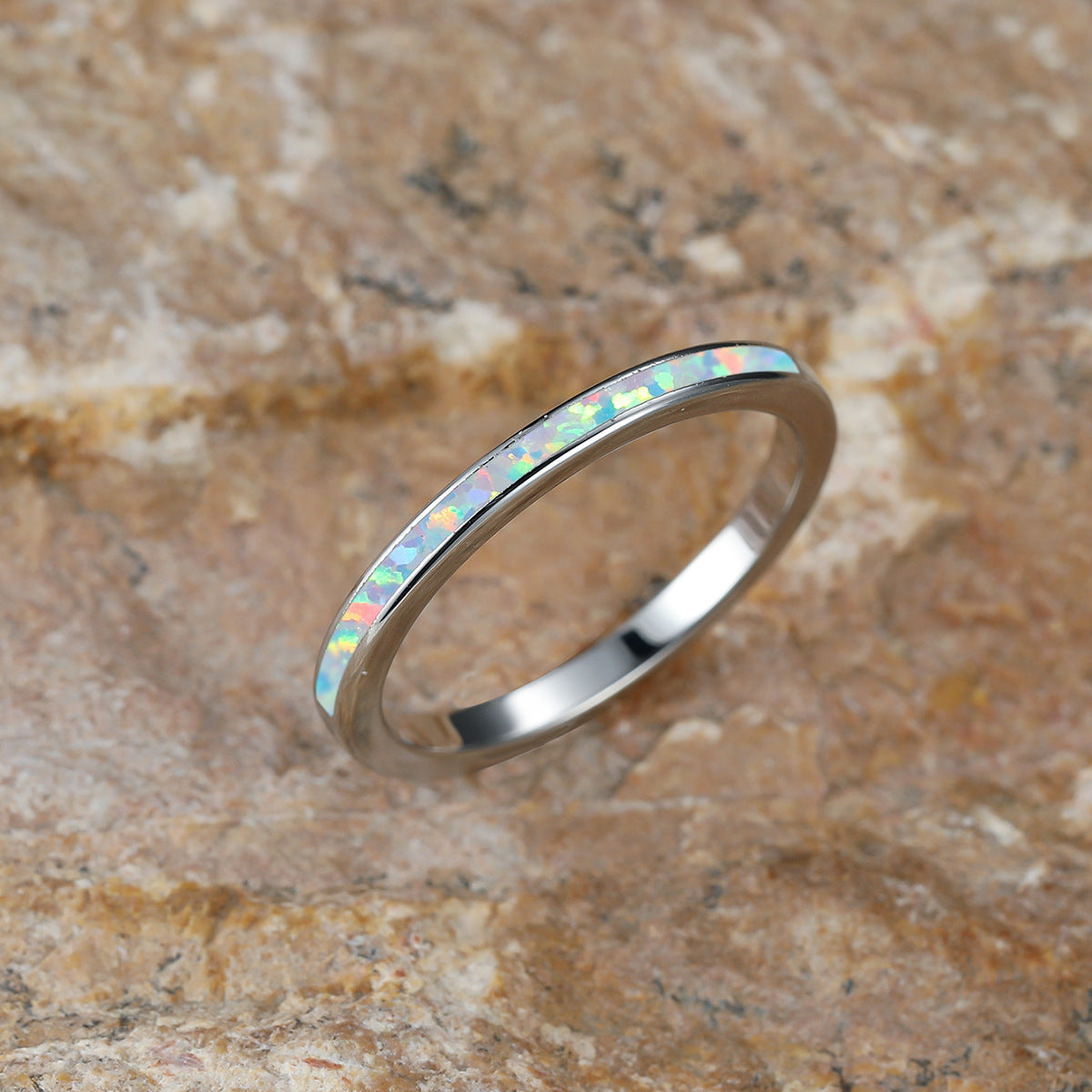 Platinum Blue Opal Ring Female Temperamental,