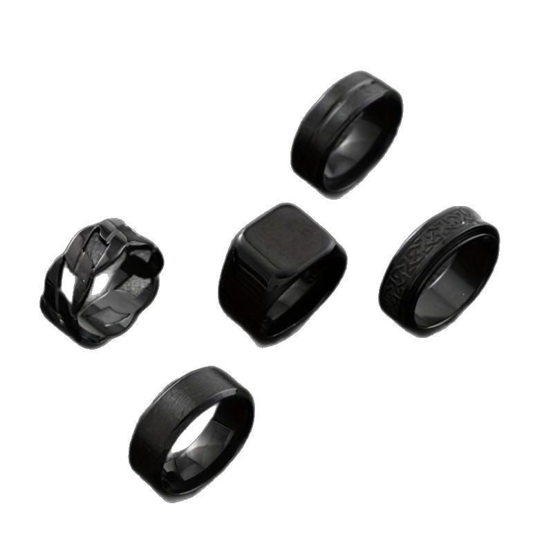 Stainless Steel Ring /Five-piece Set Rotatable /Decompression Ring