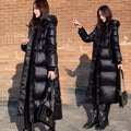 Black Down Feather Cotton Clothing Long Glossy