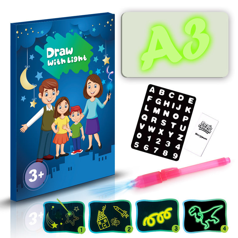 Educational Toy Drawing Pad\ 3D Magic \8 Light Effects Puzzle Board Sketchpad