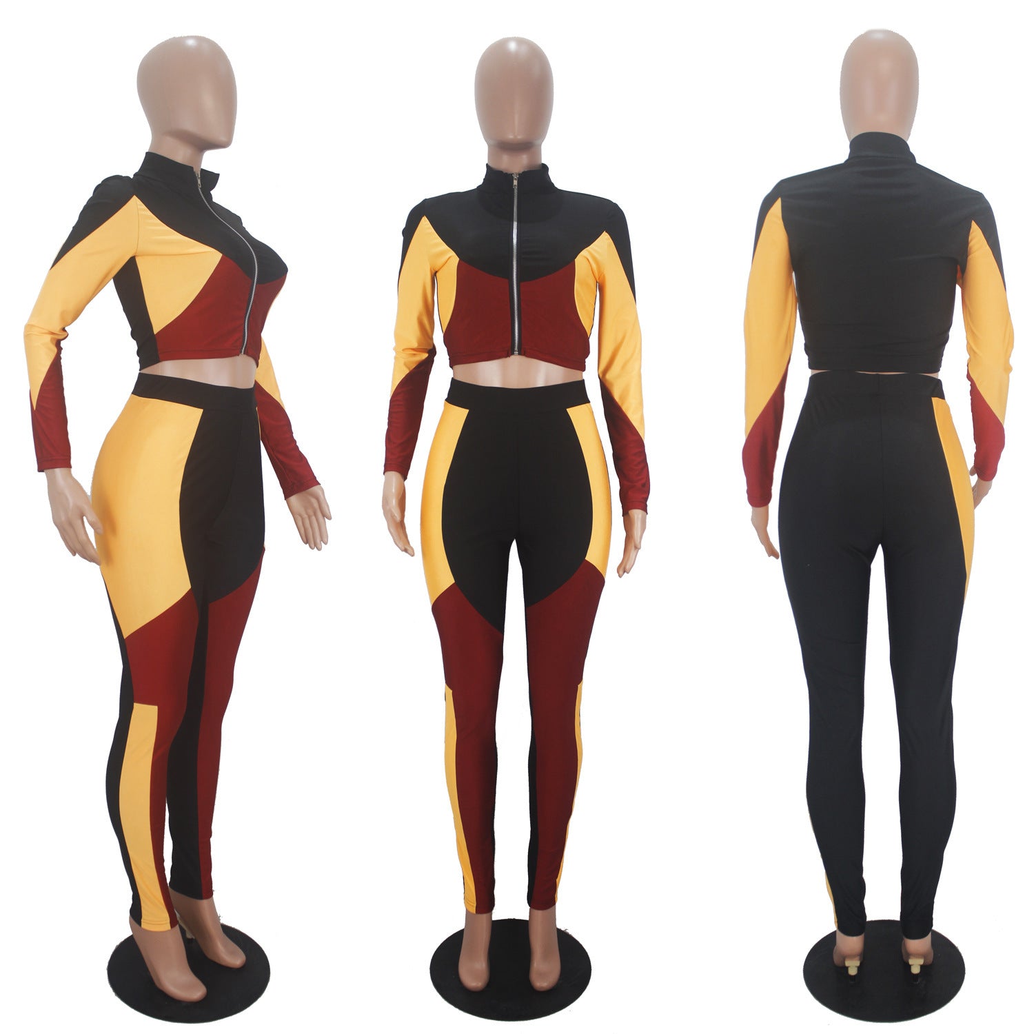 Women's Three-color /Long-sleeved Sports /Two-piece Suit