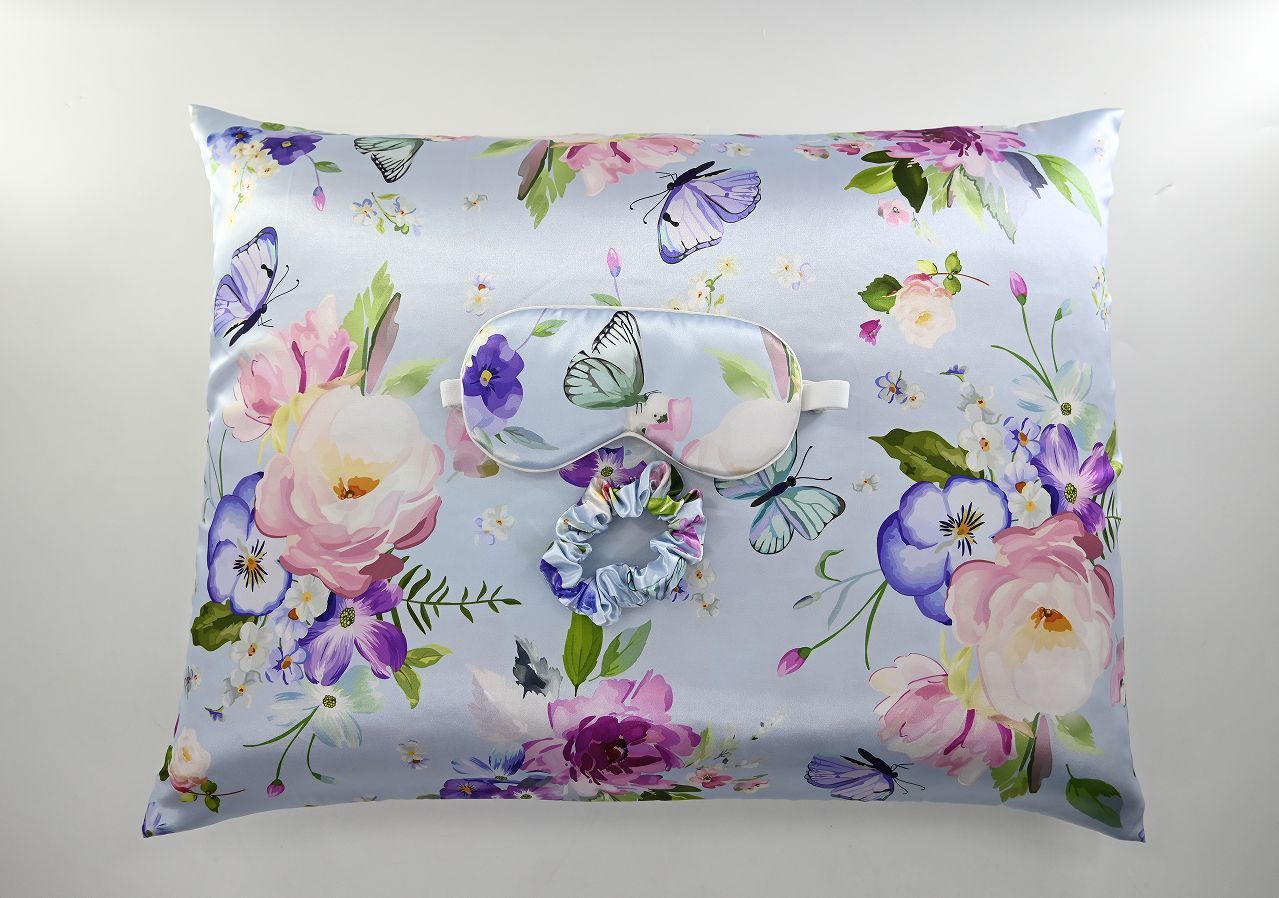 Simulated Silk Colored / pillow Cover-wide eye mask-hair ring