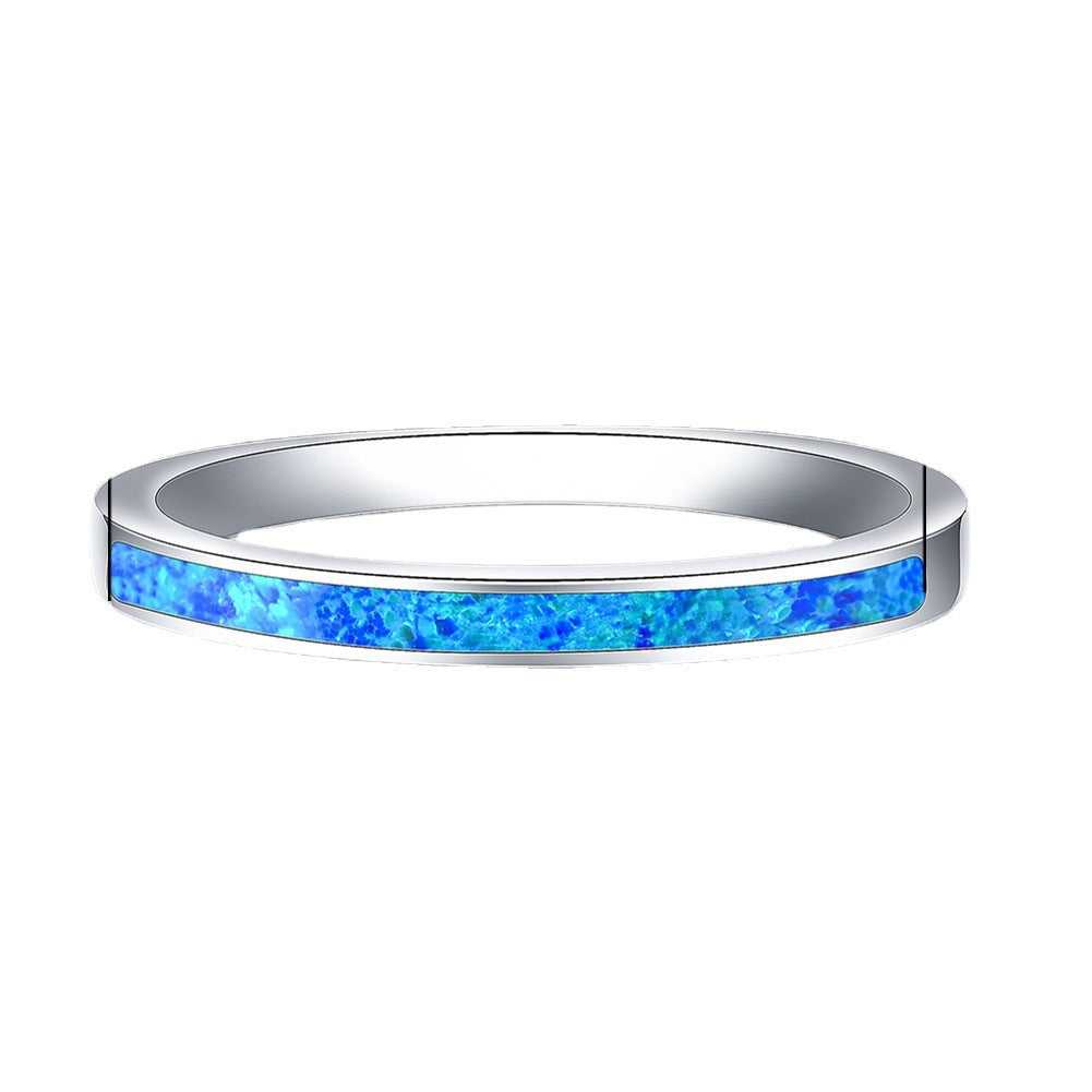 Platinum Blue Opal Ring Female Temperamental,