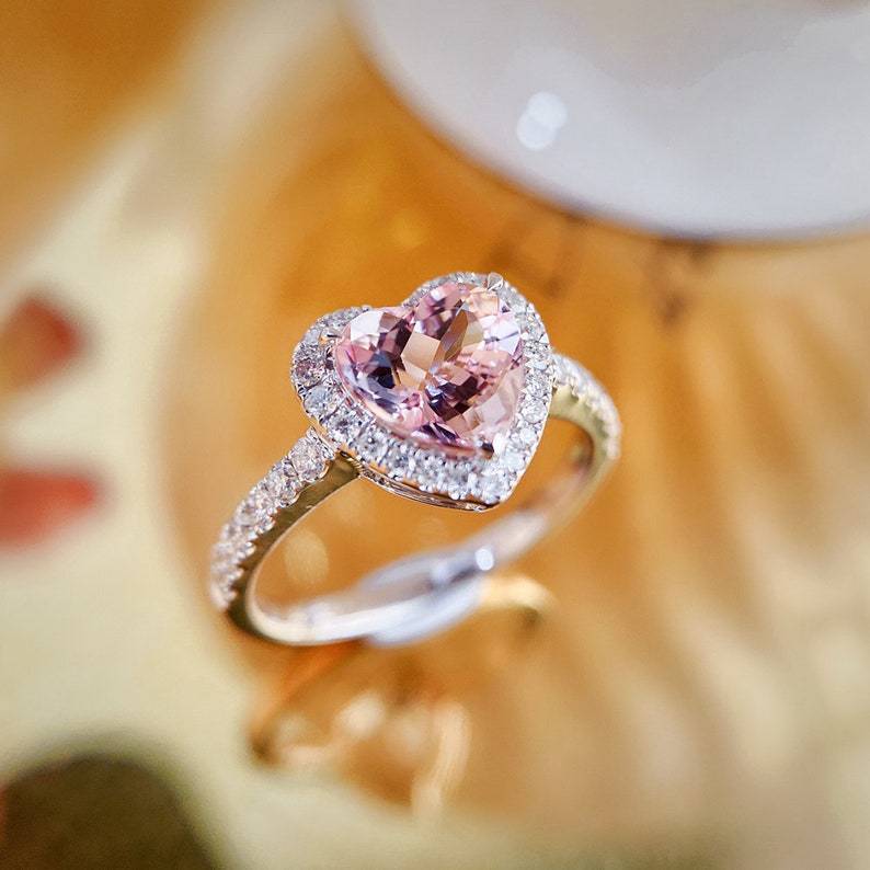 Pink Diamond / Loving Heart Zircon Ring