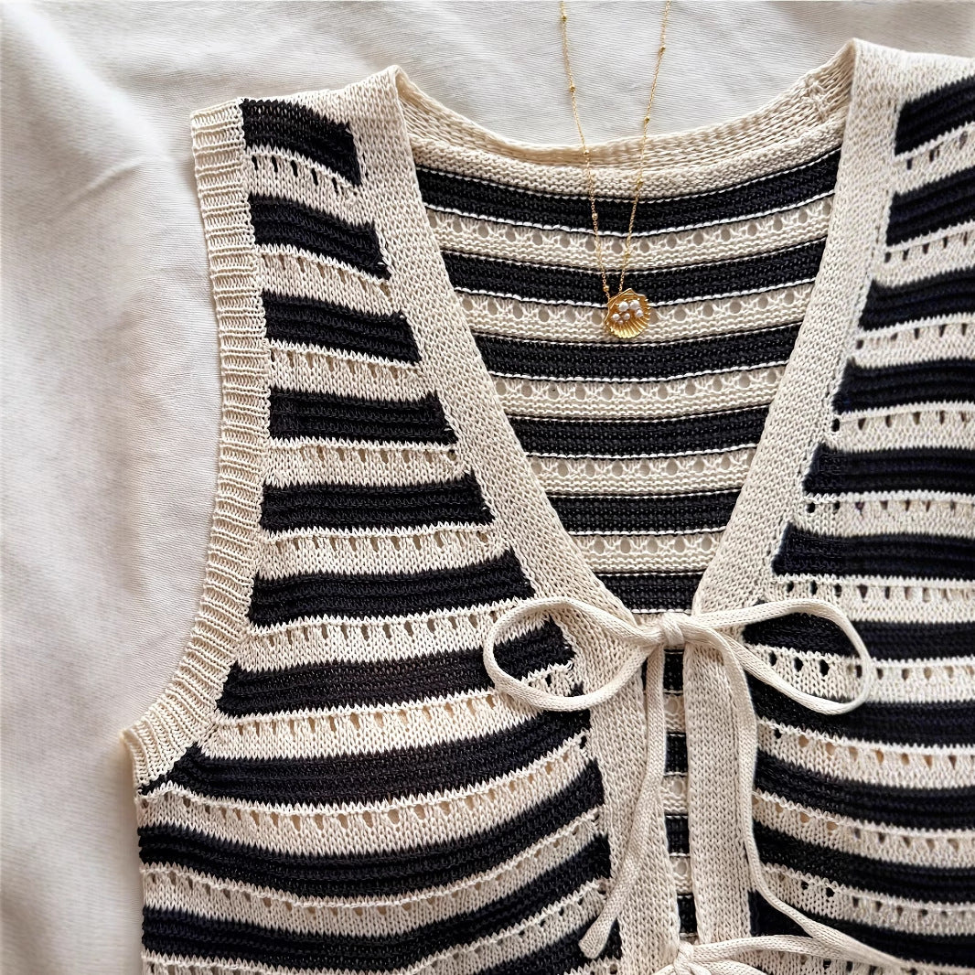 Spring And Summer Vacation Vest Rope /Cardigan Shorts /Women's Two-piece Suit