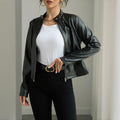 Leather Blazer - Single Button/ Zippered Jacket For Fall&Winter