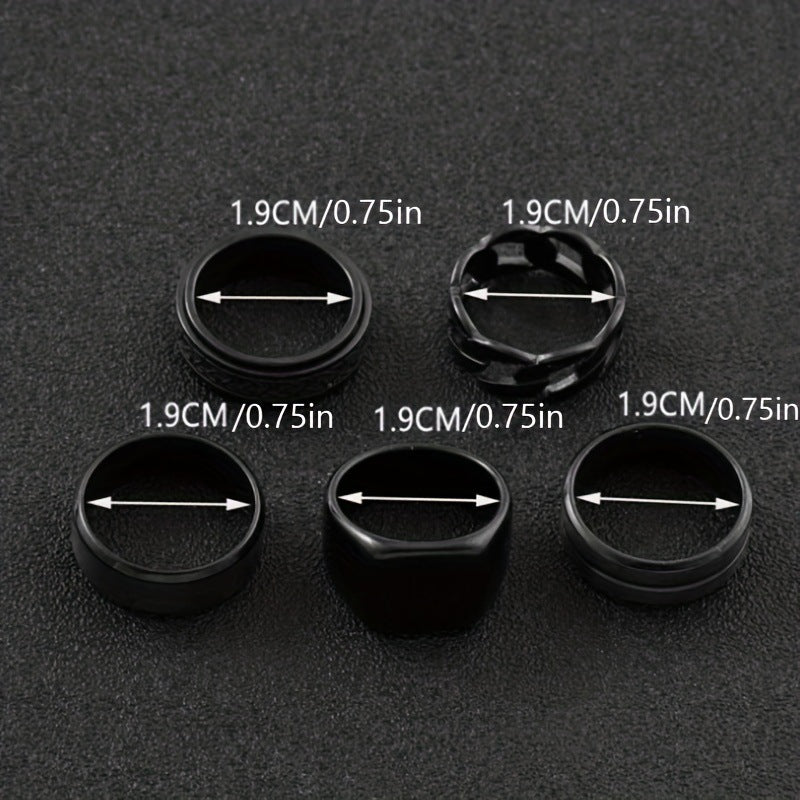 Stainless Steel Ring /Five-piece Set Rotatable /Decompression Ring