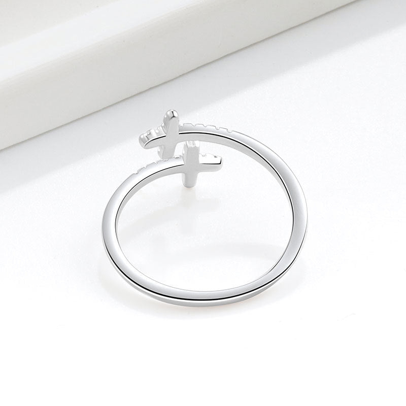 Cross Ring /Open Zircon Ring For Women