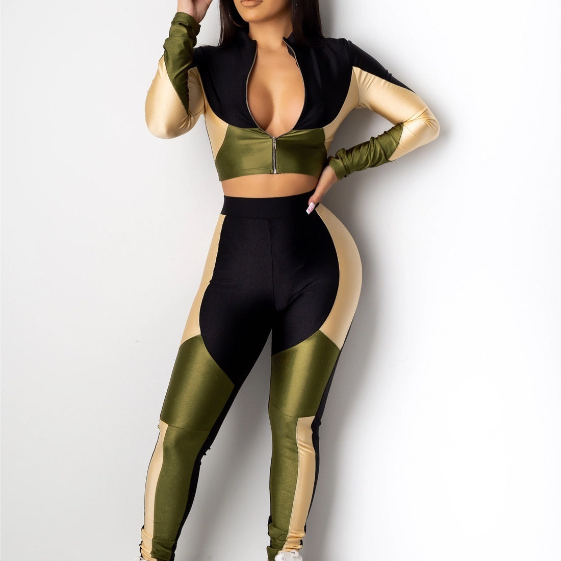 Women's Three-color /Long-sleeved Sports /Two-piece Suit