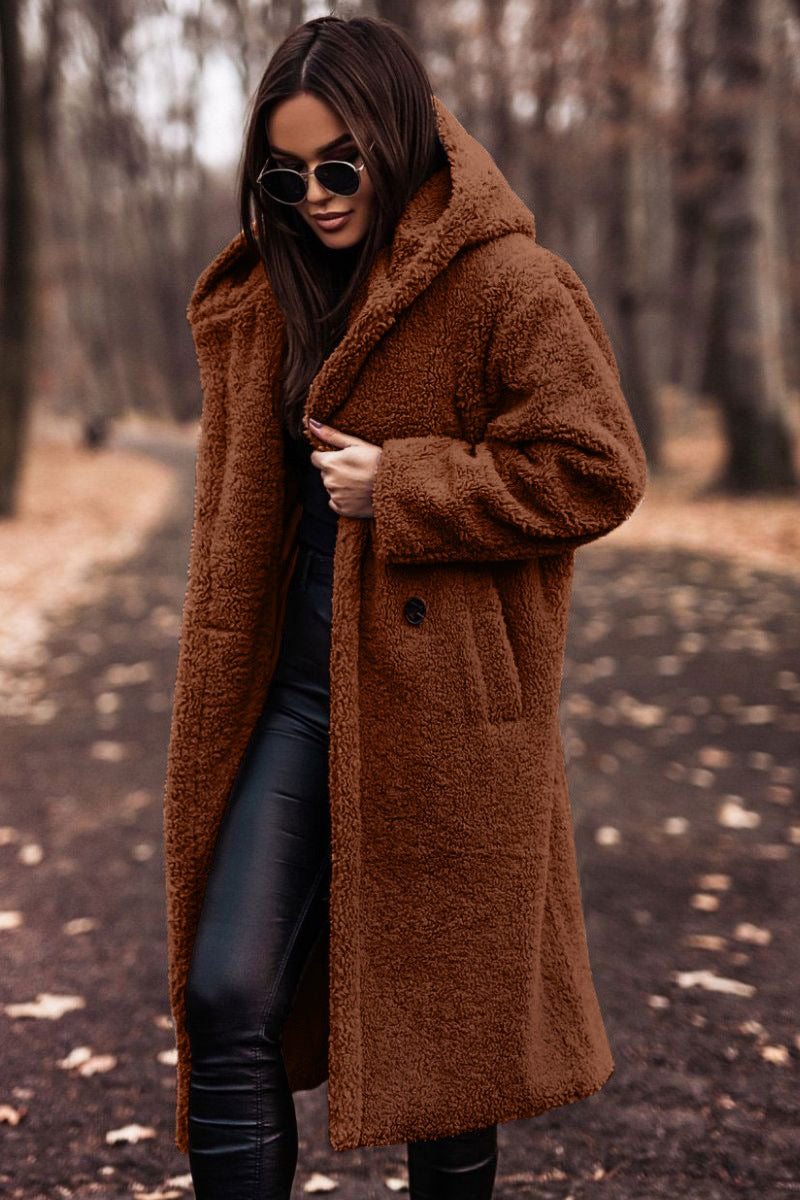 Autumn Long Coat Woman Plush- Outwear Ladies