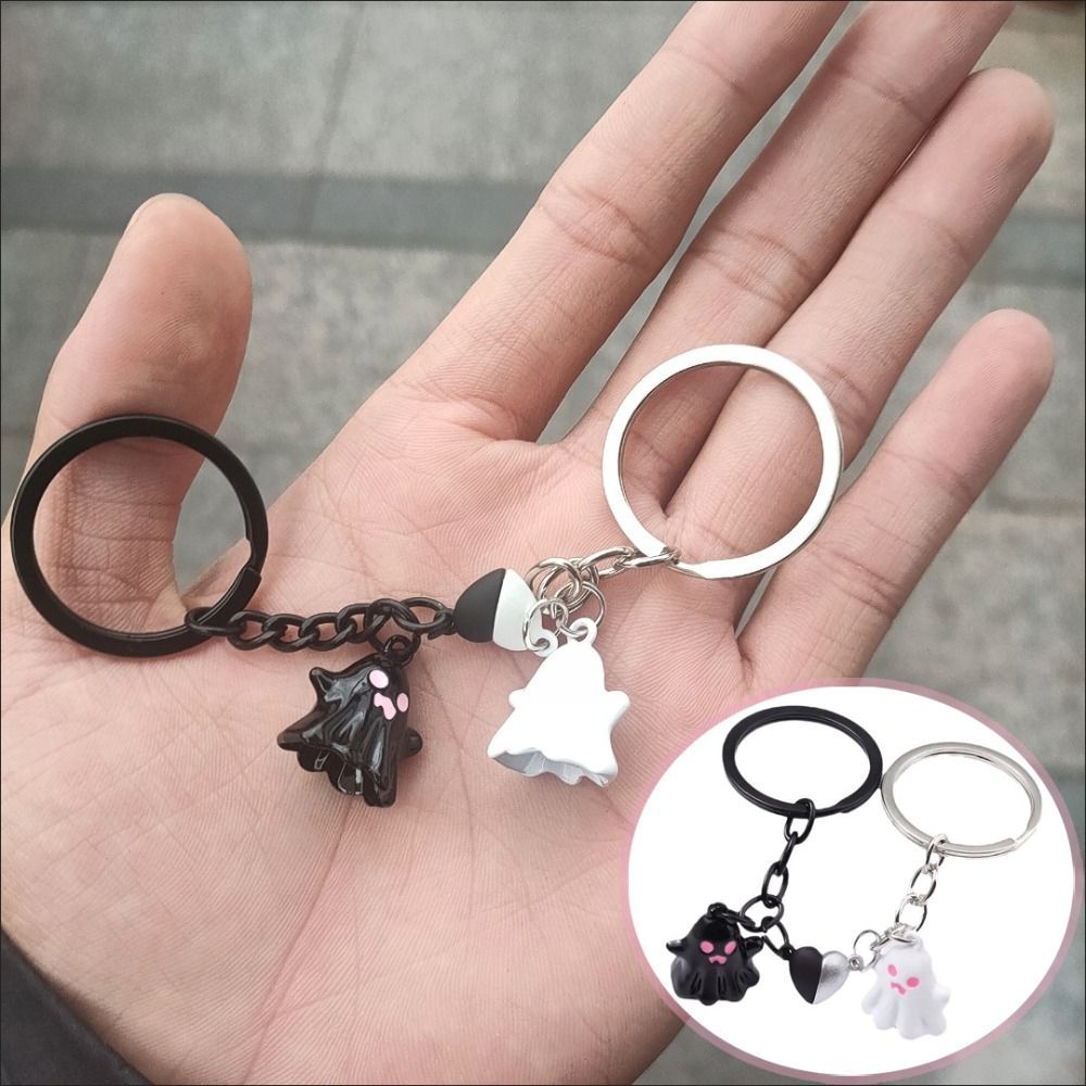 Unique Bag Hanging Halloween Ghost Keychain- Couple Magnetic Ghost Pendant