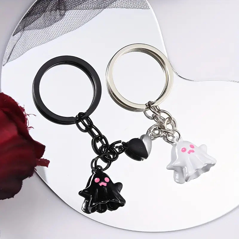 Unique Bag Hanging Halloween Ghost Keychain- Couple Magnetic Ghost Pendant