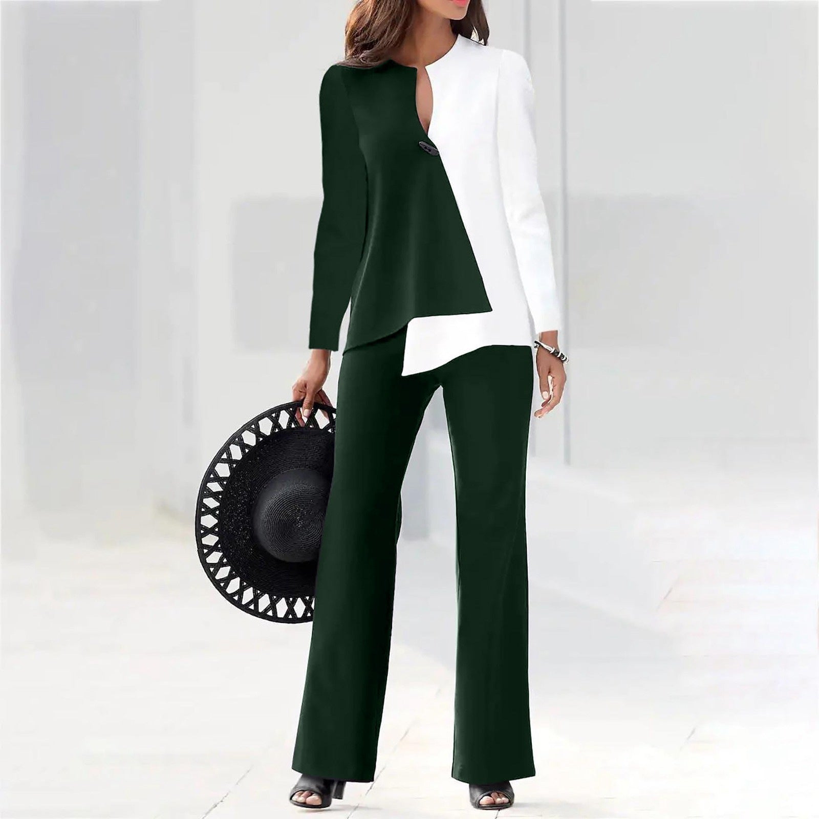 Fashionable Set-Casual Contrasting Loose Pants
