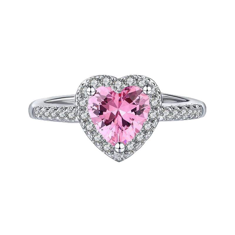 Pink Diamond / Loving Heart Zircon Ring